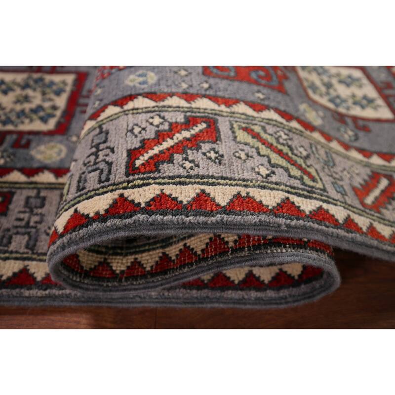 Traditional Kazak Accent Rug Hand-Knotted Wool Carpet - 3'3" x 4'11"