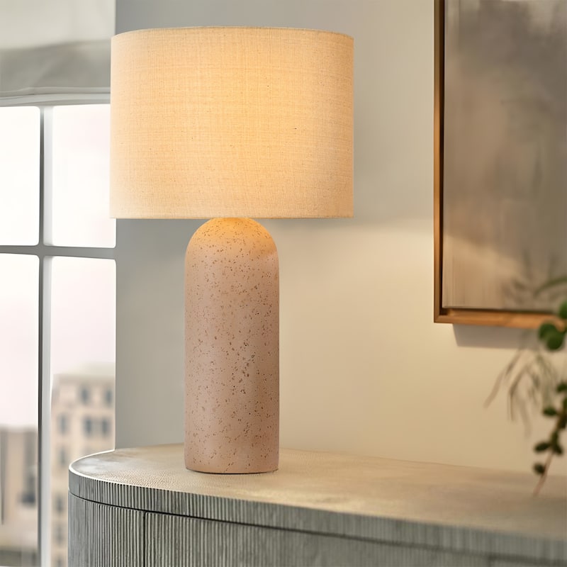 26.7" Ceramic Accent Table Lamp, Bedside Table Lamps With 3-way Dimming Switch - Soil - 14.05"W X 14.05"D X 24.75"H