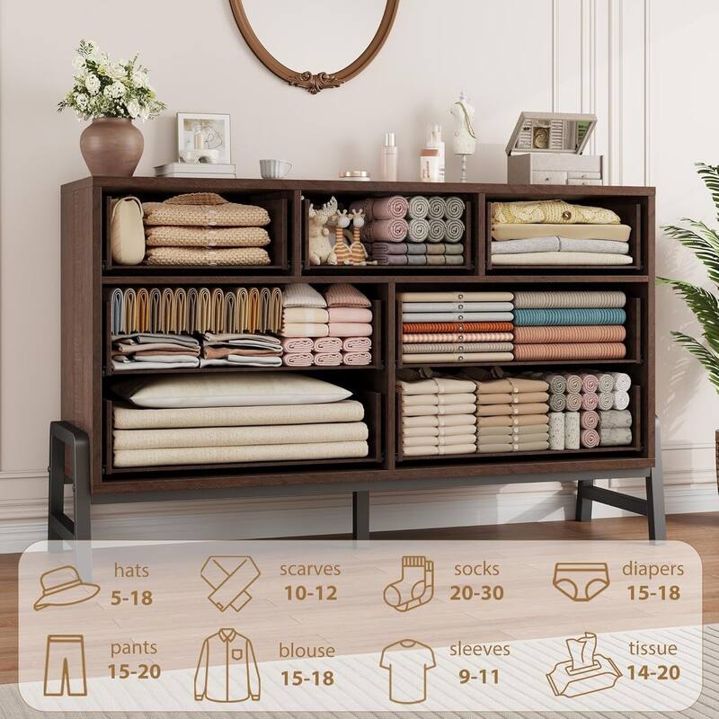 7 Drawer Freestanding Dresser Storage Chest TV Stand for Living Room, Bedroom