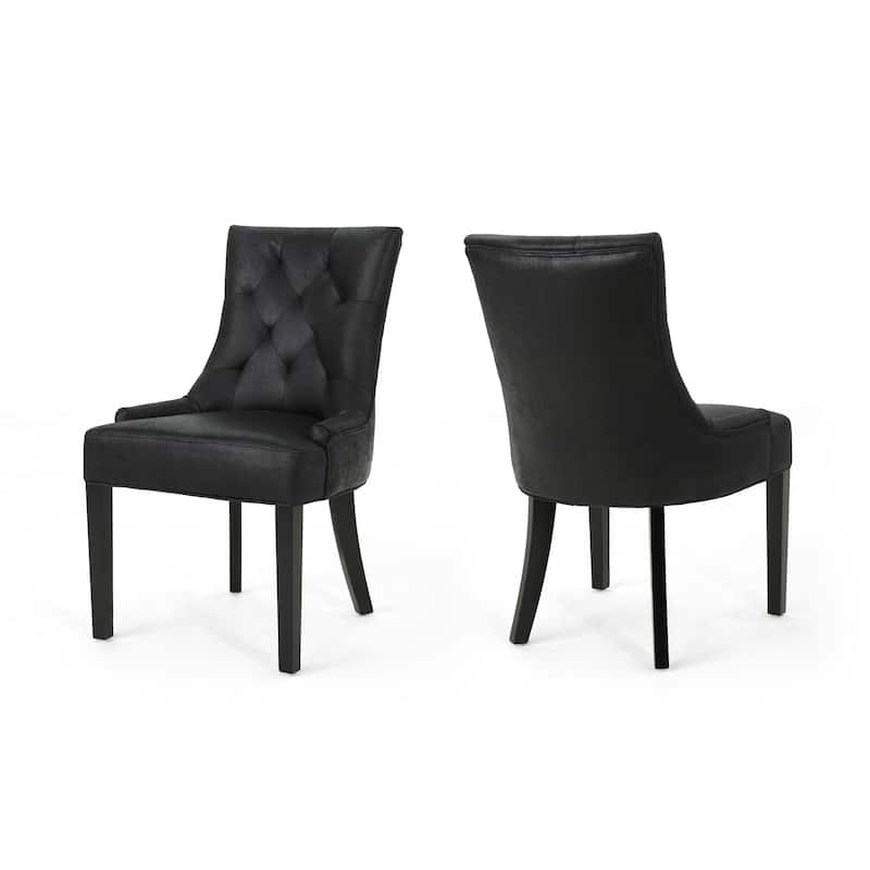 Upholstered Kitchen & Dining Room Chairs, Black Tufted Dining Room Chairs, Modern Kitchen Armless Dining Chairs Set of 2