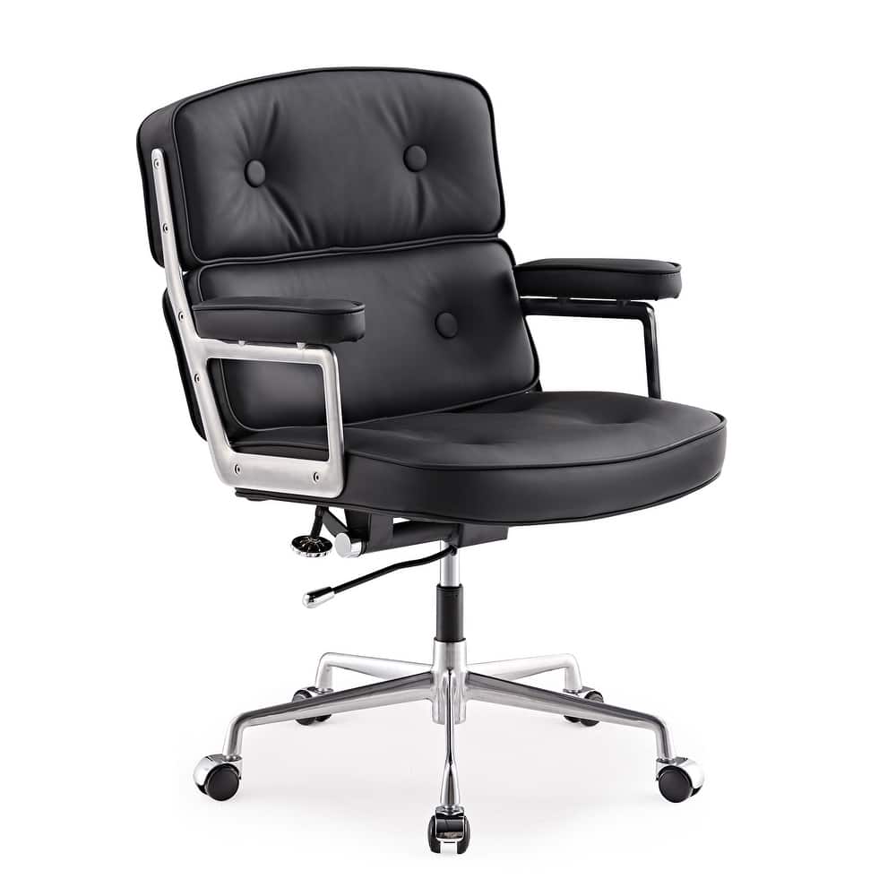 Lobby Lumbar Support Height Adjustable Leather Ergonomic Office Chair