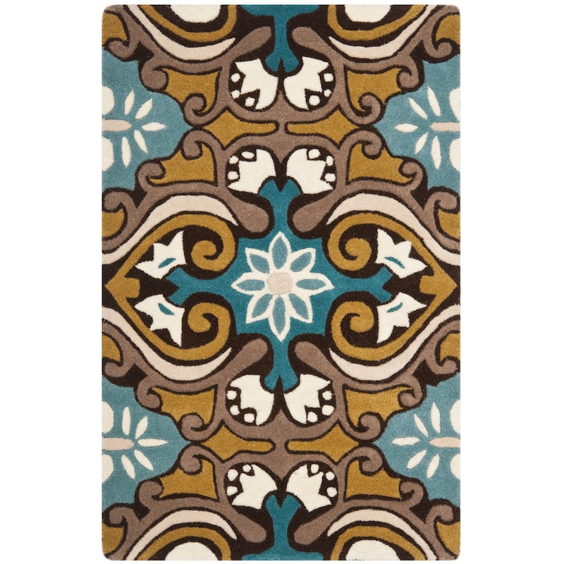 SAFAVIEH Handmade Wyndham Sigfrid Modern Wool Rug - 2'6" x 4' - Blue/Multi