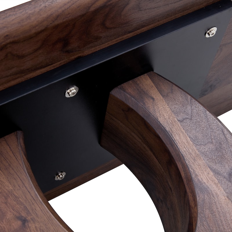 Modern Minimalist Walnut Dark Brown Texture Sticker-Patterned MDF Rectangular Coffee Table