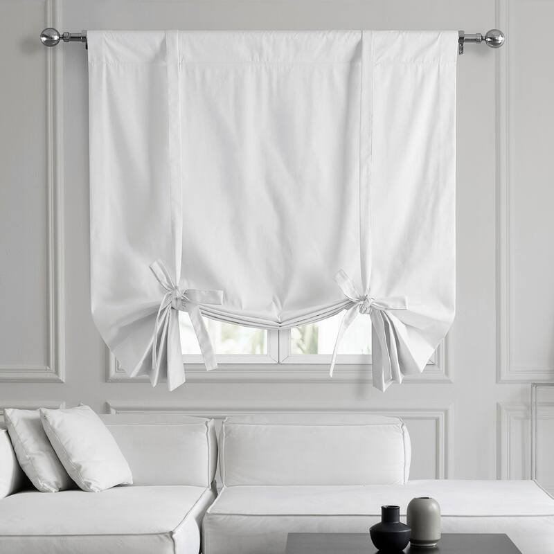 Exclusive Fabrics Solid Blackout Cotton Tie-Up Window Shade (1 Panel)
