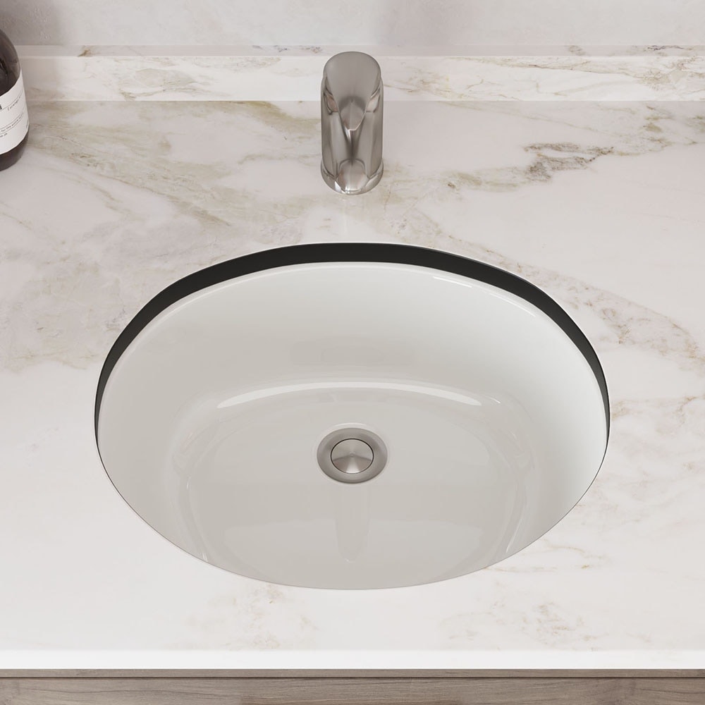MR Direct 19 in. Undermount Bathroom Sink in White with White SinkLink and Pop-Up Drain in Brushed Nickel