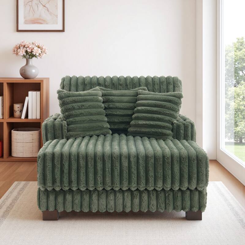 42"W Upholstered Chaise Lounge Sofa Bed with Pillow and Cup Holder