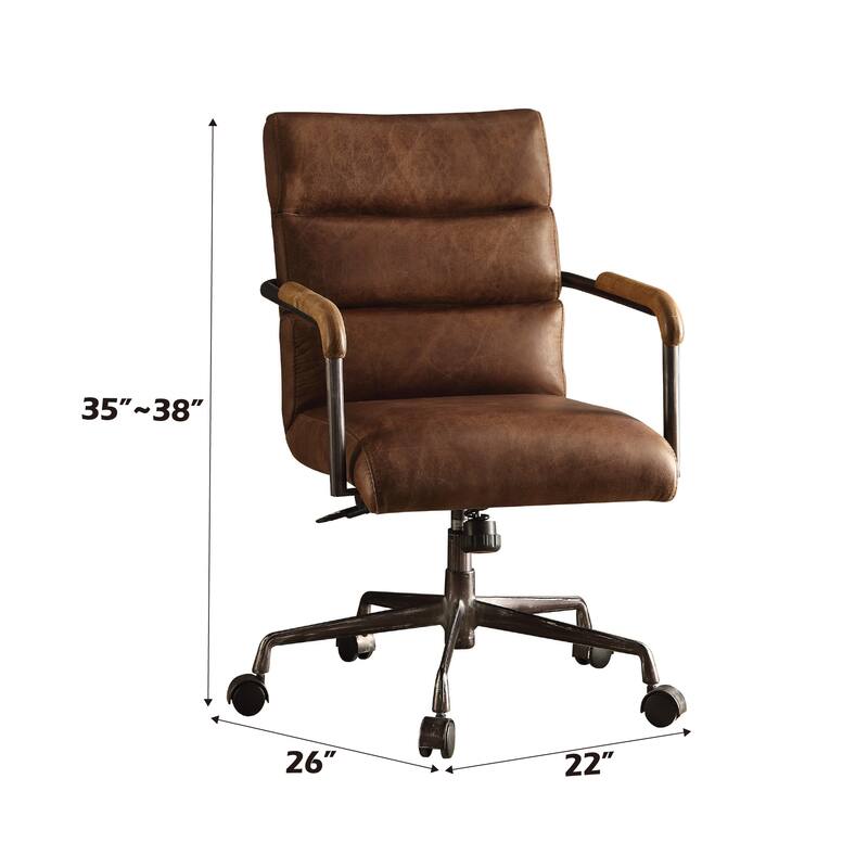 Leather Home Office Desk Chair, Work Chair with Support Armrests, Computer Chair with Height Adjustable and 360 Swivel - N/A