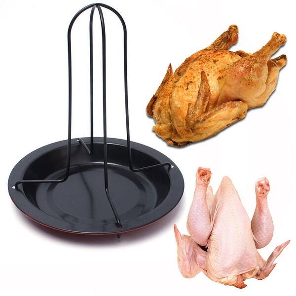 Carbon Steel BBQ Roasting Tool Non-stick Chicken Holder Rack Grill Stand