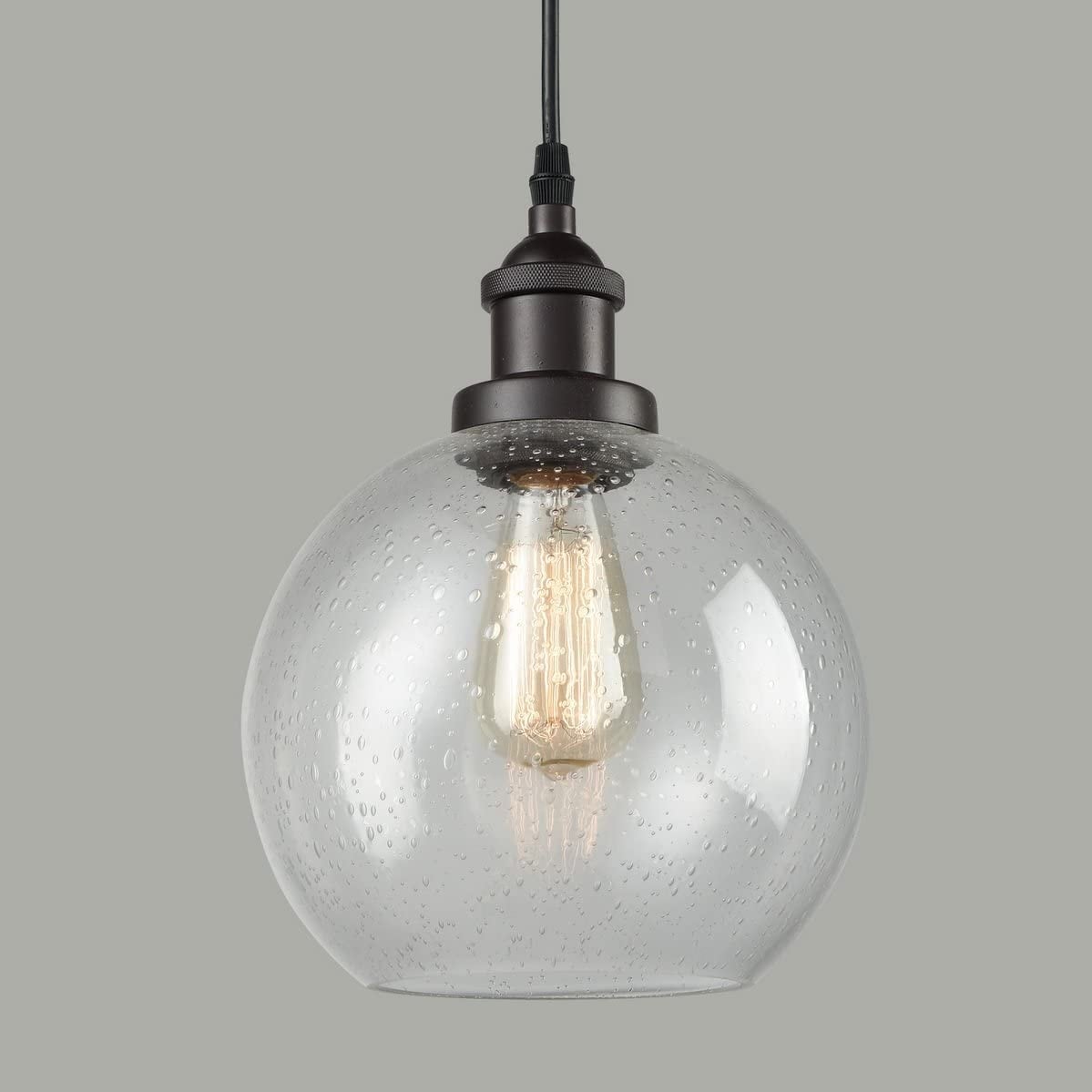 Bellaria Industrial Vintage Bubble Glass Pendant Light Metal Hanging Lighting