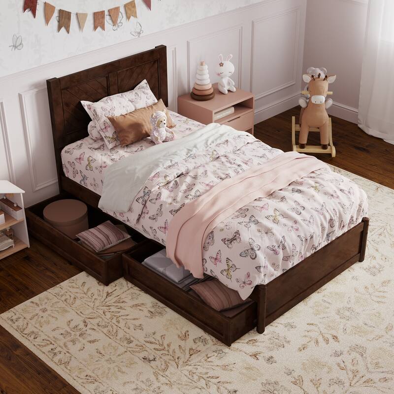 Clayton Platform Bed with Panel Footboard and Storage Drawers