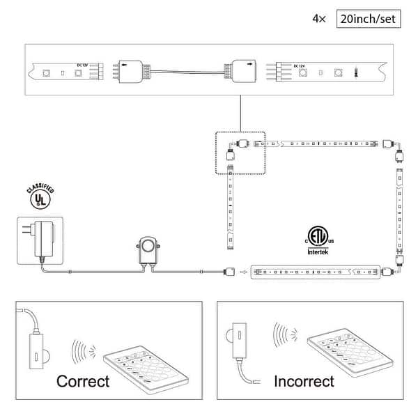 Shop 4pcs Led Rgb Home Theater Ambience Light Kit Overstock