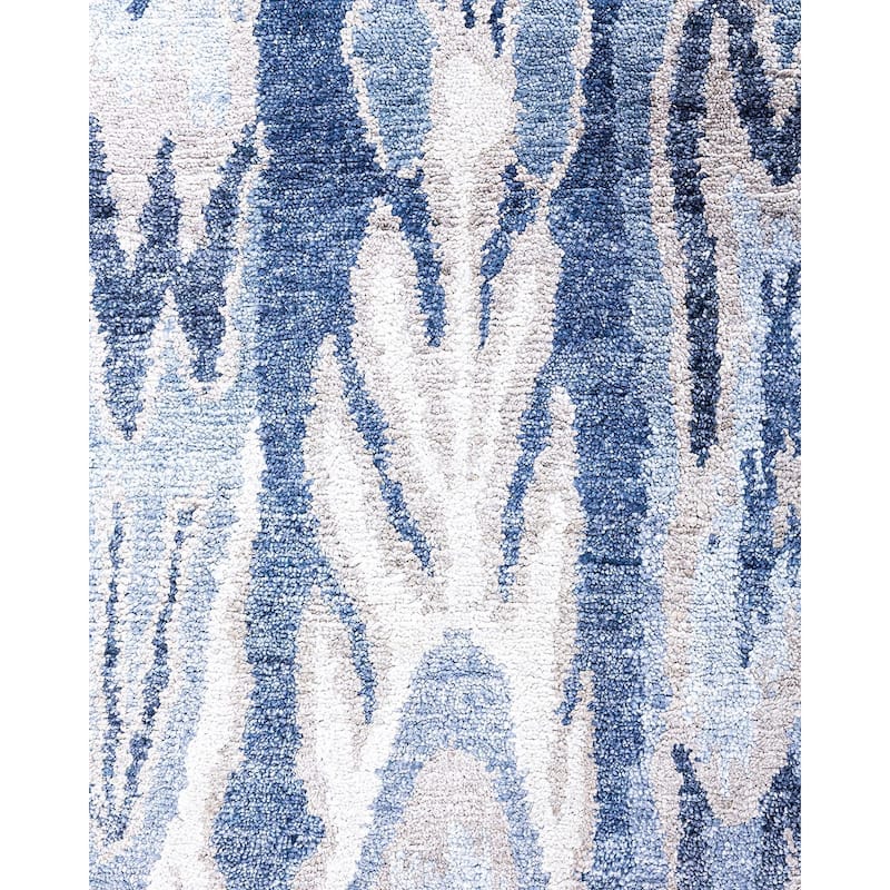 Modern One-of-a-Kind Handmade Area Rug, Blue - 8' 1" x 10' 1"
