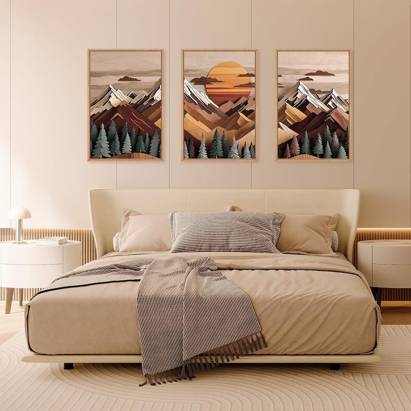 Pine Tree Scene Wall Painting, Vintage Forest Landscape Art Prints