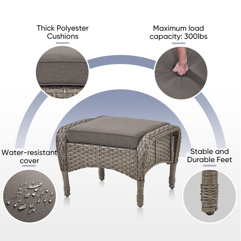 Gymojoy Outdoor Wicker Patio Furniture Loveseat Glider & Chair Set Weather-Resistant