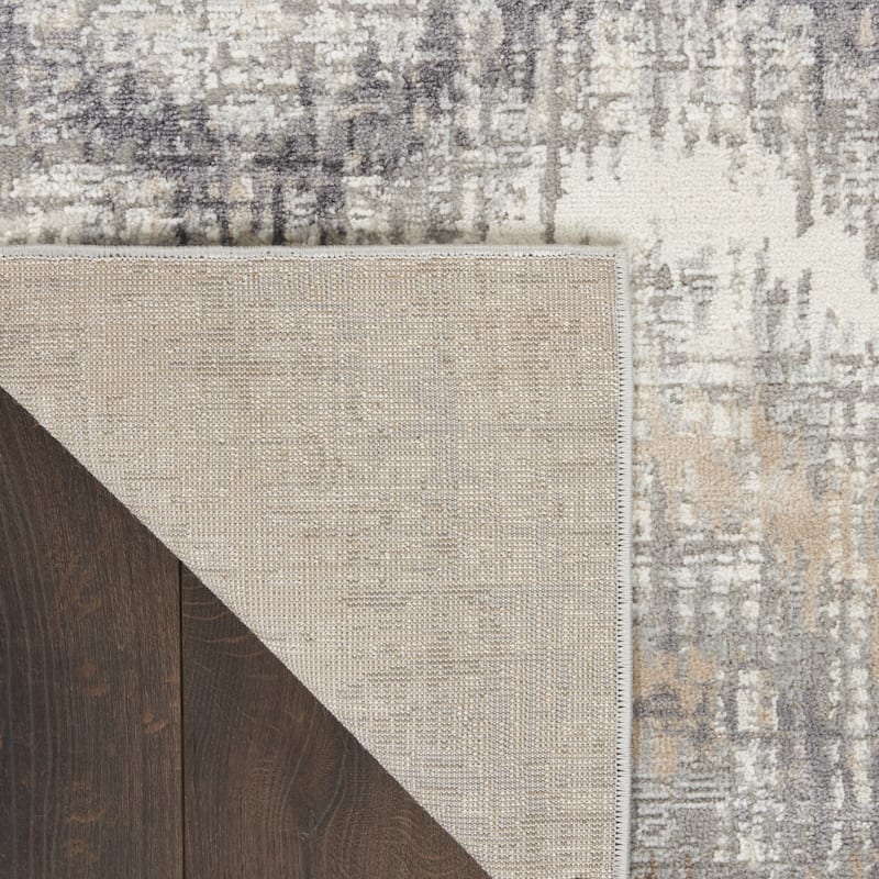 Buke Power Loomed Abstract Modern Non Skid Stain Resistant Low Pile Area Rug By HomeRoots - 144' X '108' X '0.25