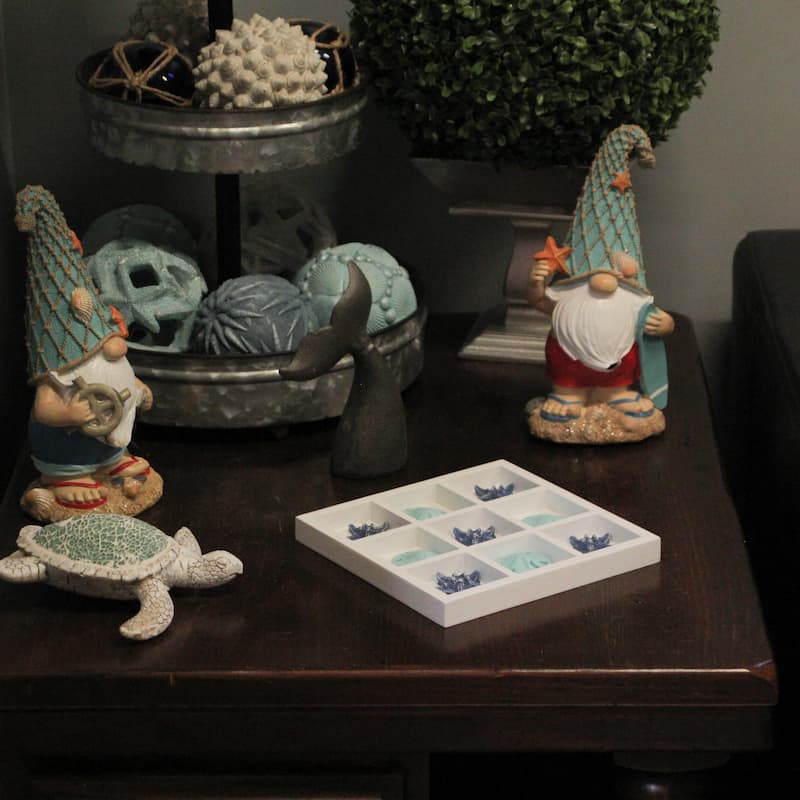Blue Sand Dollar And Starfish Tic-Tac-Toe Game Beach-Themed Accent - 0.75 X 7.25 X 7.25 inches