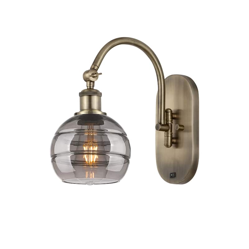Innovations Lighting 518-1W-11-6 Rochester Sconce Rochester 11" Tall - Antique Brass / Smoked