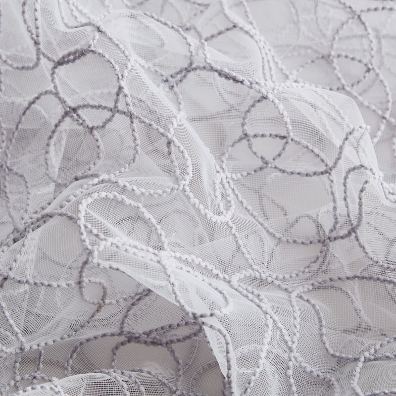 HLC.me Audrey Embroidered Premium Soft Decorative Sheer Voile Light Filtering Grommet Window Curtain Panels - Set of 2