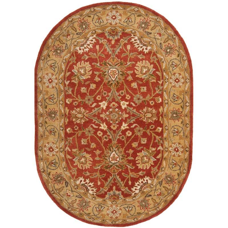 SAFAVIEH Handmade Antiquity Edie Traditional Oriental Wool Rug - 7'6" x 9'6" Oval - Rust/Gold