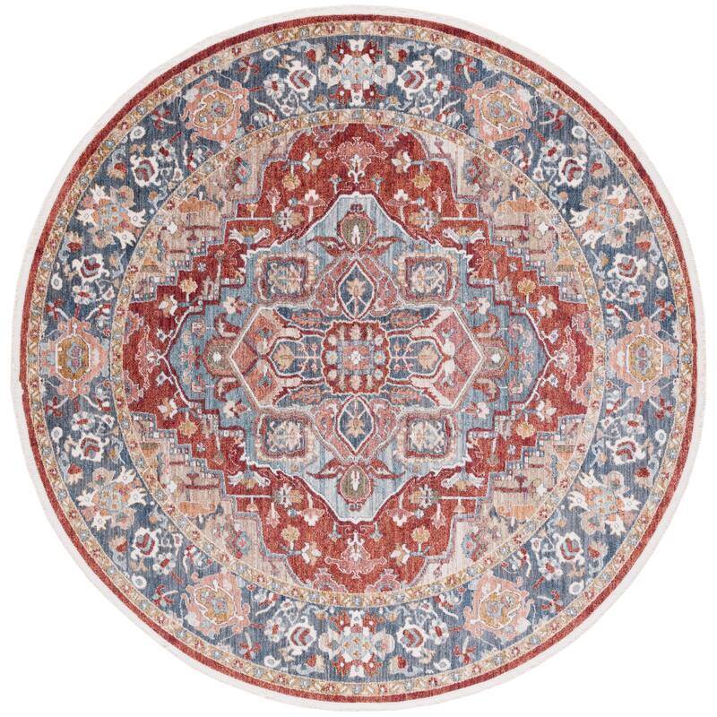 Lauren Ralph Lauren Samuela Traditional Rug - 6'7" Round - Beige/Blue Red
