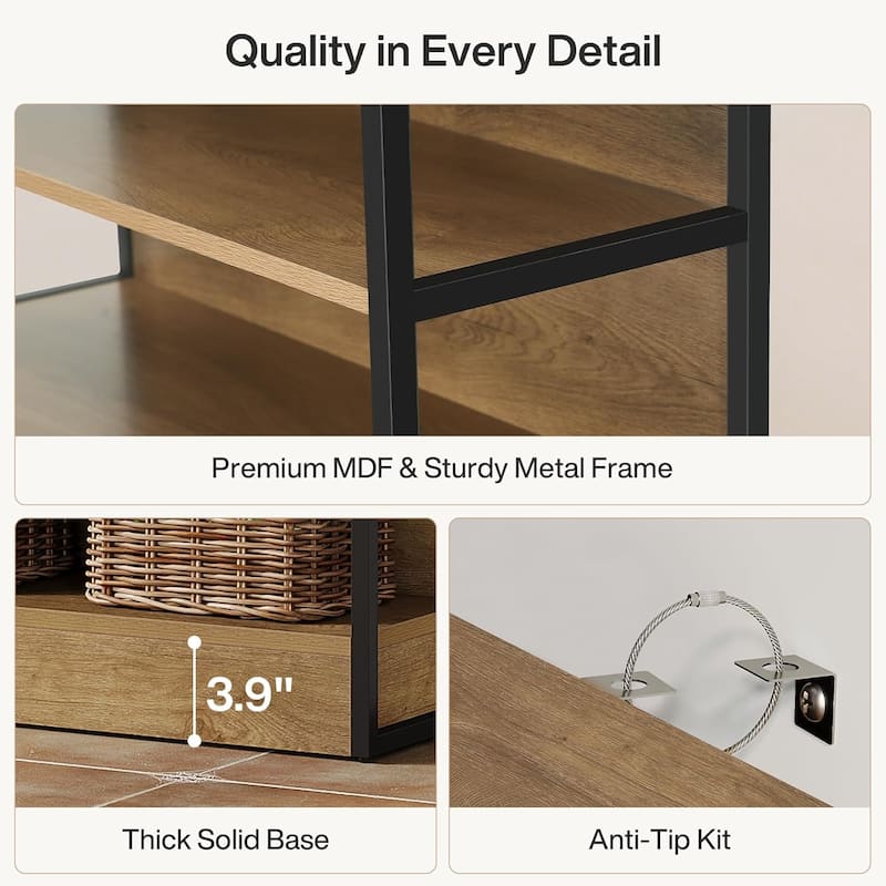 70.9 Inch Tall Bookcase with Storage for Living Room/Home Office - 31.5" W * 11.81" D * 70.8" H