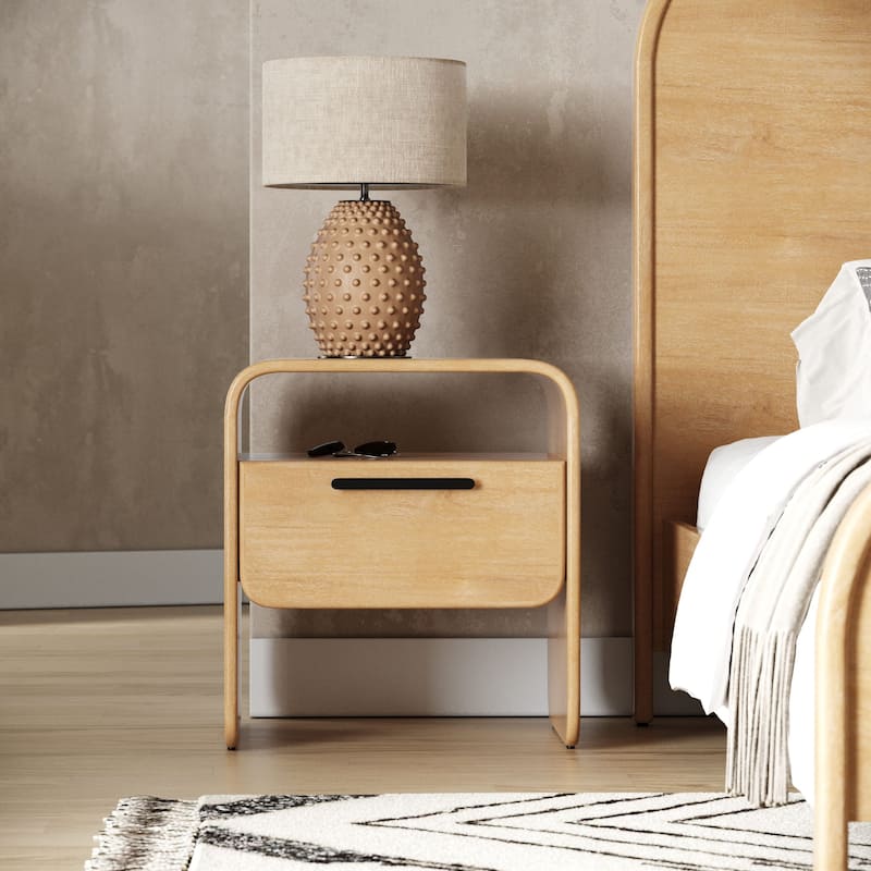Modrest Dresden Modern Natural Acacia 1-Drawer Nightstand