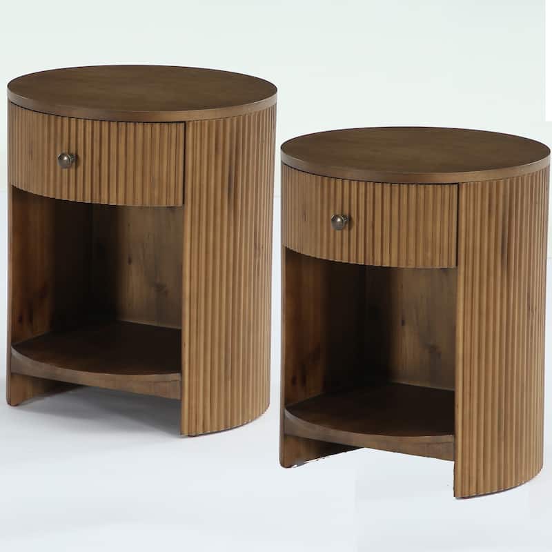 19.68-Inch Nightstand with Drawer, Couch End Table for Living Room, Bedroom, No Assembly Required - 2-Pcs