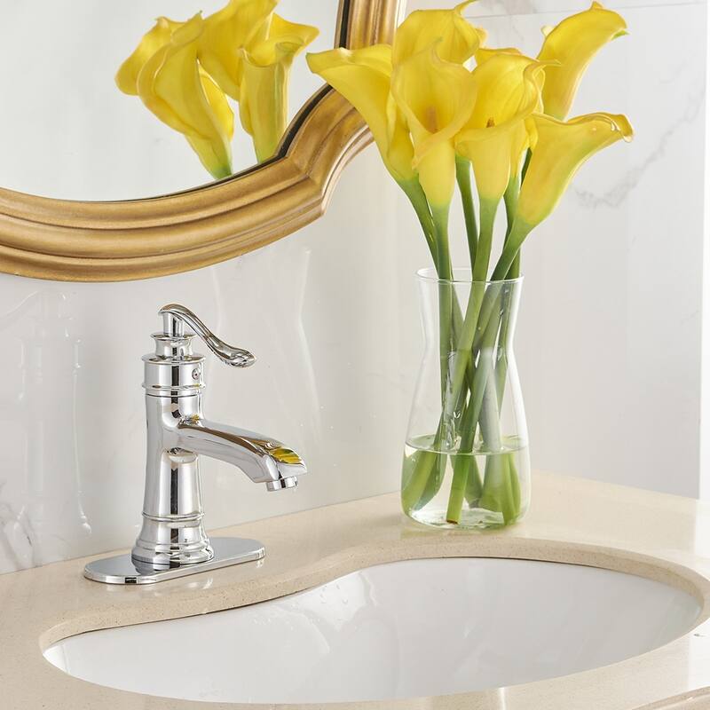 7.5 in Heigh Single Handle Chrome Bathroom Faucet - Spout height: 3.17inches Spout reach: 4.4 inches