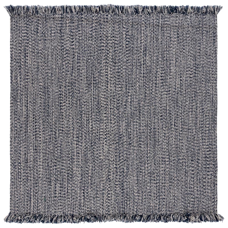 SAFAVIEH Handmade Braided Natasja Washable Indoor/Outdoor Rug - Weather Resistant & Easy Cleaning - 6' Square - Navy