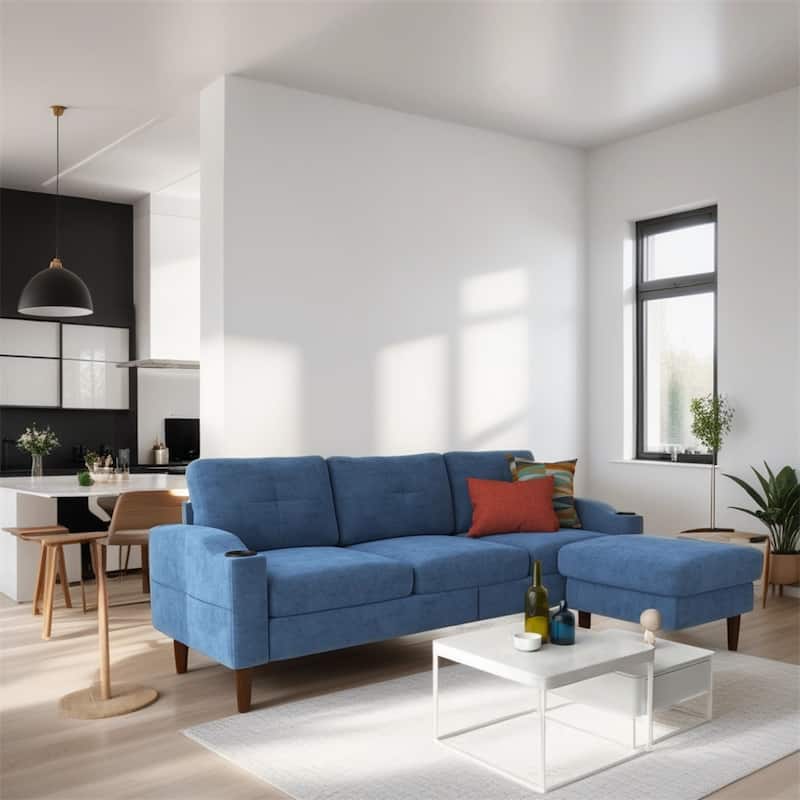 3-Seater L-Shaped Sectional Sofa with USB Port and Storage