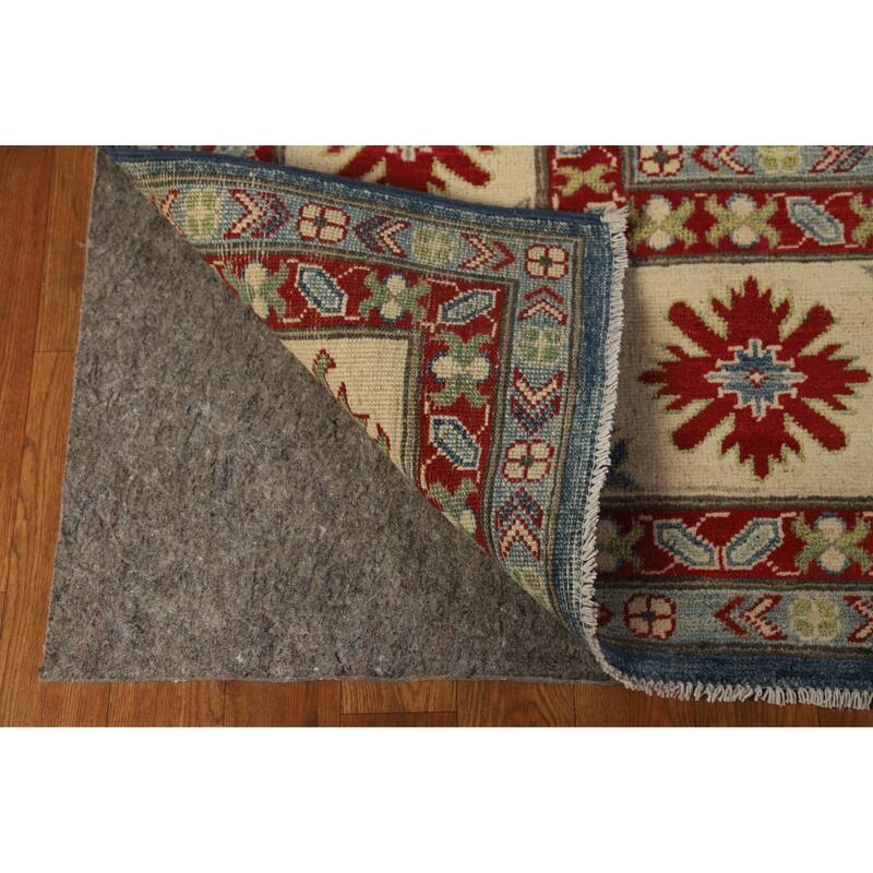 Hand Knotted Oriental 100% Wool Carpet Traditional Geometric Navy Blue & Blues Kazak Area Rug - 13' 7'' X 9' 10''