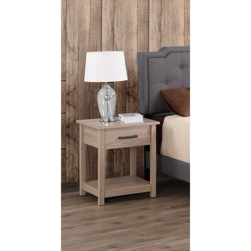 Salem 1-drawer and Shelf Wooden Nightstand - Sandlewood
