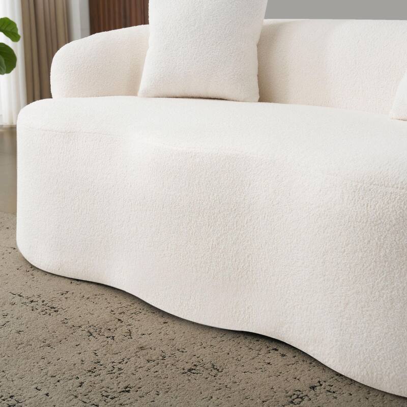 Curved Loveseat Sofa with Round Armrests - Compression Couch with 2 Pillows