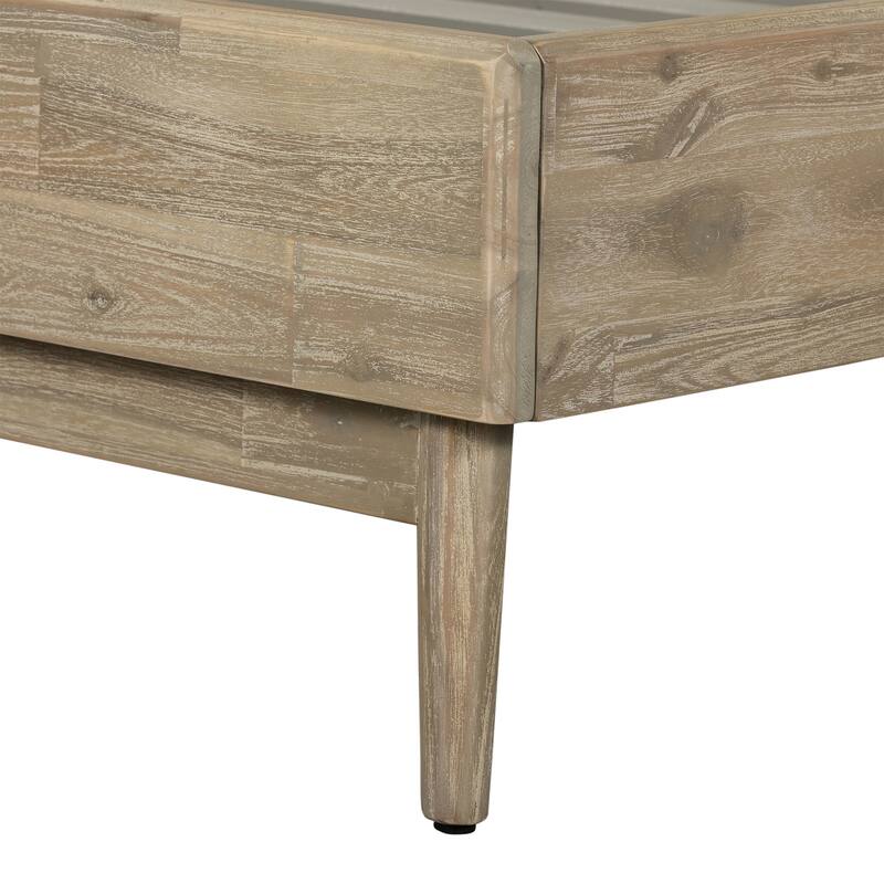 King Size Platform Bed - Acacia Wood Bed Frame - Modern Bedroom Furniture - Gray Finish