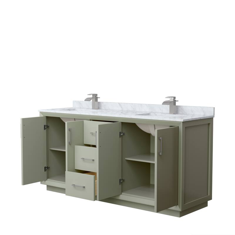 Strada 72-Inch Double Vanity Set, Carrara Marble Top
