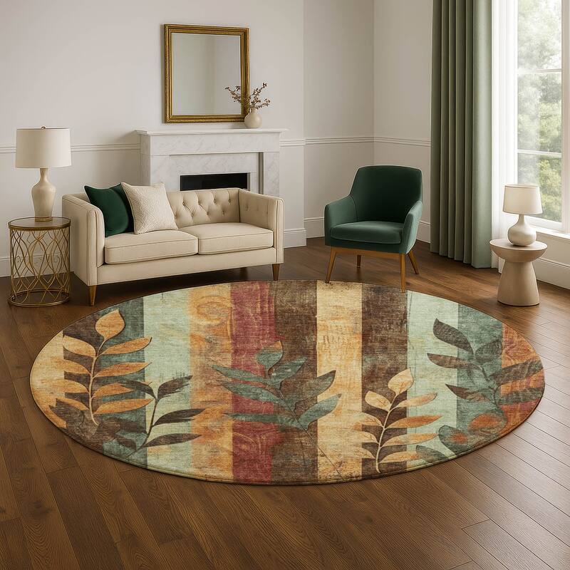 Premium Washable Super Soft Modern Floral Mayfield Rug - Wheat - 8' x 8'