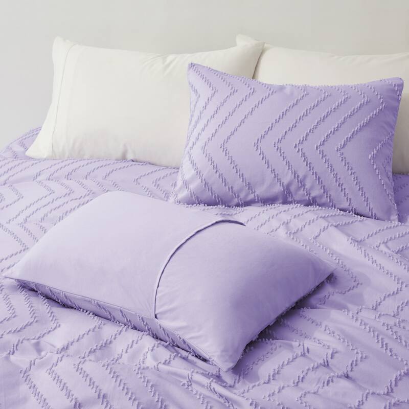 Tufted Clipped Jacquard Geometric Oversized Duvet Cover & Pillowcase Set