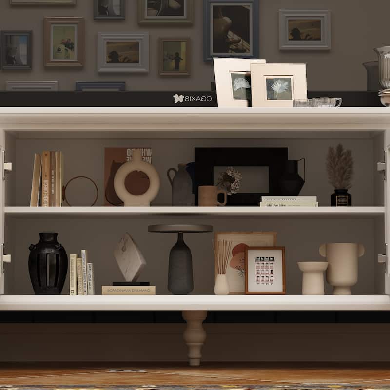 Cabinet Set with Tempered GlassStorage & TV Stand Combo Organization - SideCabinet+TVStand