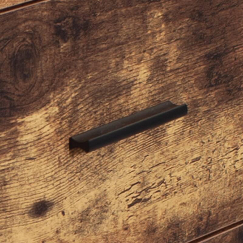 Industrial 4 Drawer Dresser, Rustic Brown Wood Storage Chest with Steel Frame for Bedroom Living Room