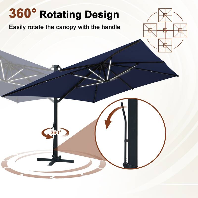 13-Ft Aluminum Dual-Roof Cantilever Umbrella