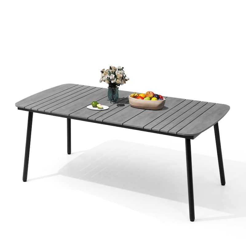 Outdoor Patio Dining Table Rectangular Aluminum Outdoor Table for 6/8/10 Person - Grey, 70.9 inches long