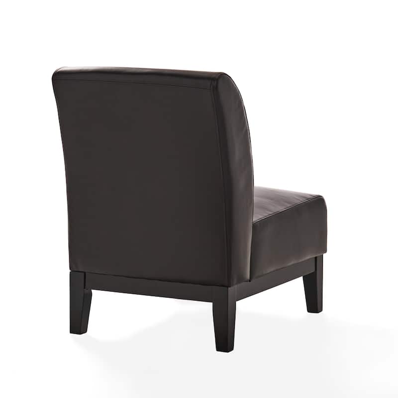 Darcy Brown Leather Slipper Chair by Christopher Knight Home - 24.50" L x 34.25" W x 34.00" H