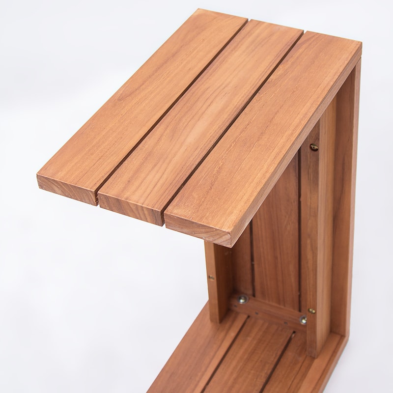 Cambridge Casual Napa Indonesian Teak Outdoor C-Shaped Side Table - 1 Piece
