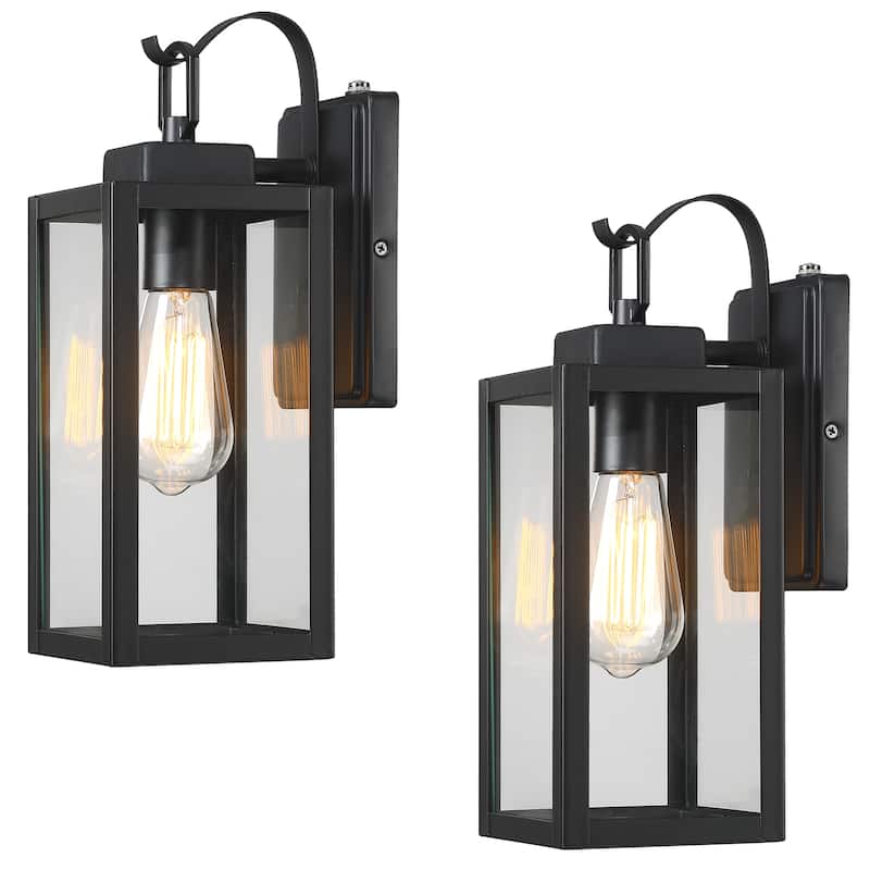 Dusk to Dawn Outdoor Wall Sconce Exterior Wall Mount Light - Black-2 pack