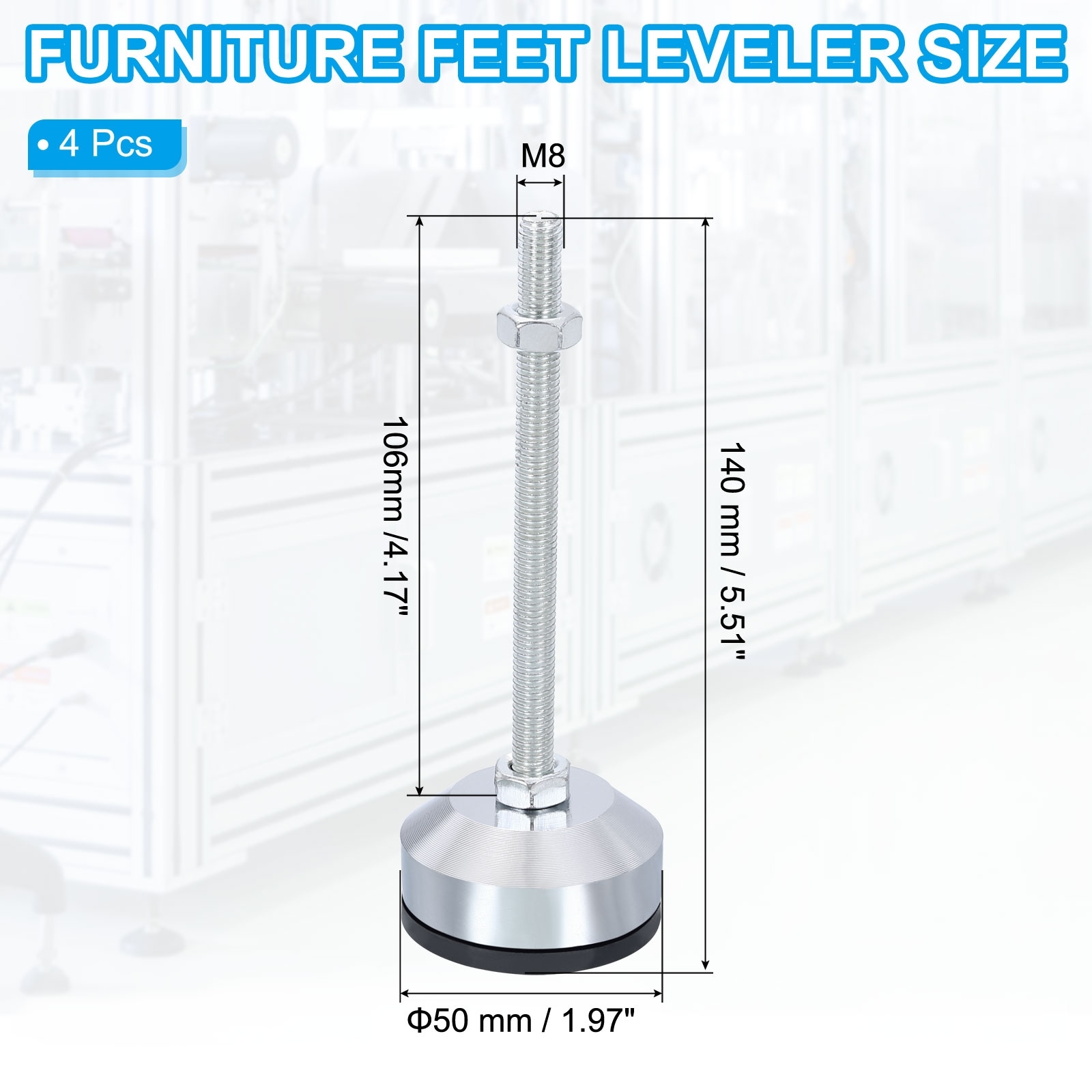 4 Pcs Furniture Leveling Feet M12 Thread Adjustable Furniture Levelers