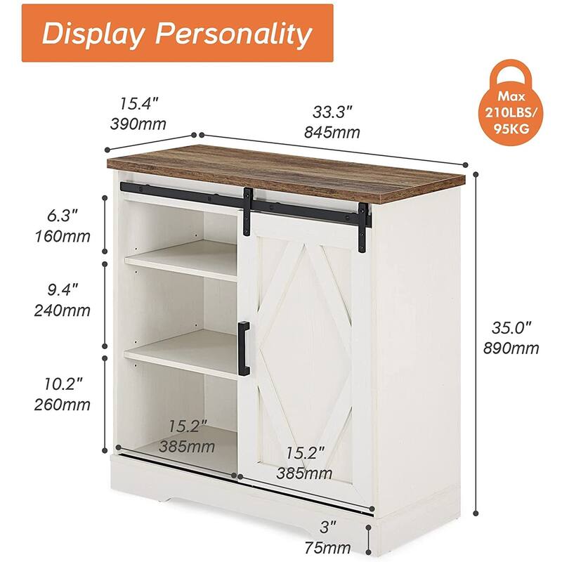 WAMPAT Farmhouse Coffee Bar Cabinet Storage Sideboard