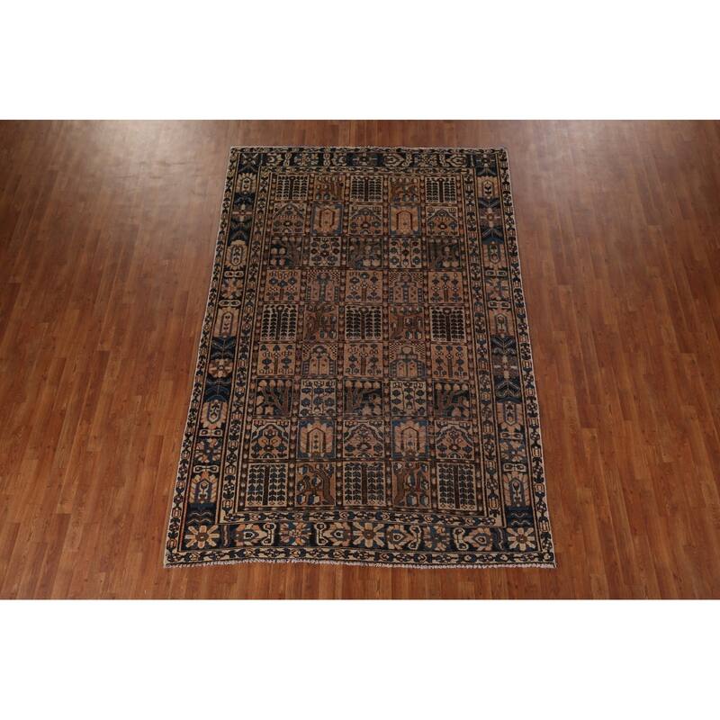 Garden Design Bakhtiari Persian Antique Area Rug Handmade Wool Carpet - 6'8" x 9'10"