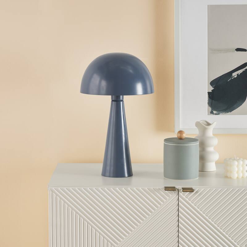 Nourison 16" Mushroom Shaped Iron Table Lamps, Set of 2