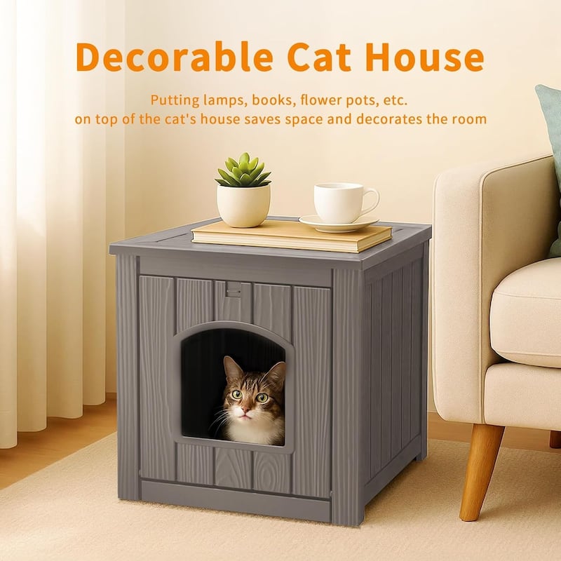 Outdoor Cat House Weatherproof, Resin Waterproof Cat Shelter for Outside, Durable Insulated Shelter for Outdoor & Indoor Cats