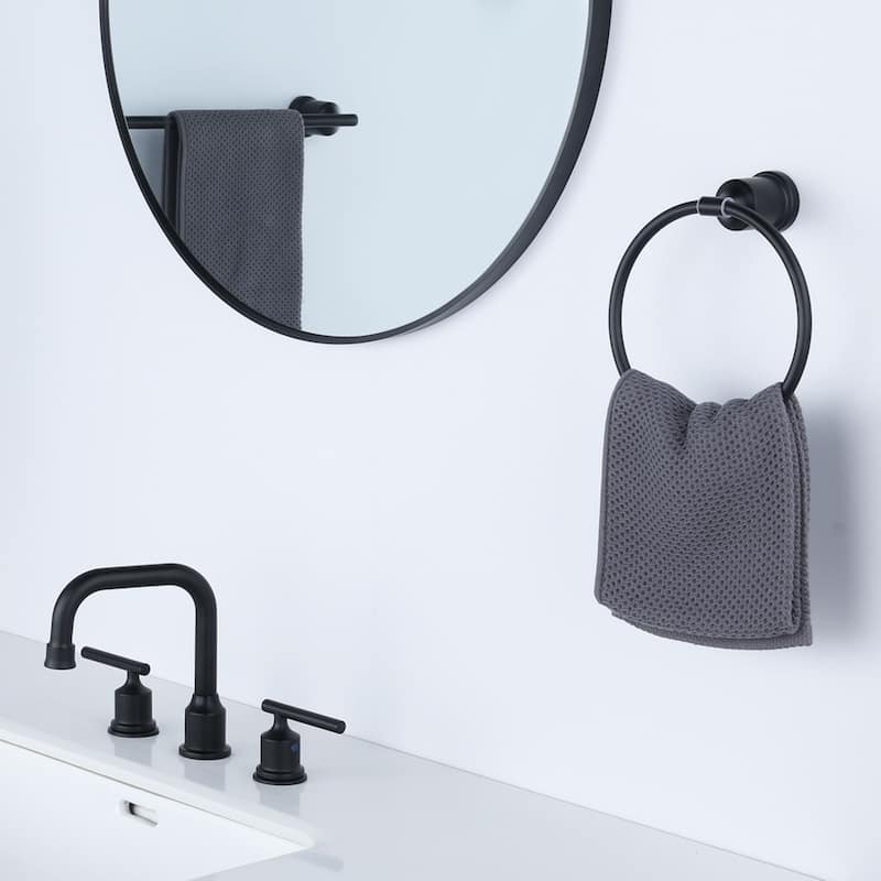 WOWOW Bathroom Towel Ring Bathroom Accessories Black Hand Towel Ring Hand Towel Holder for Bathroom, Stainless Steel